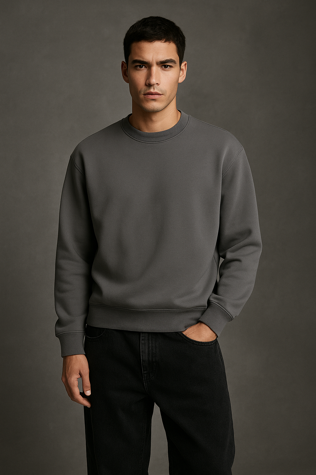 DLAZY STEEL GREY PLAIN 300 GSM SWEATSHIRT