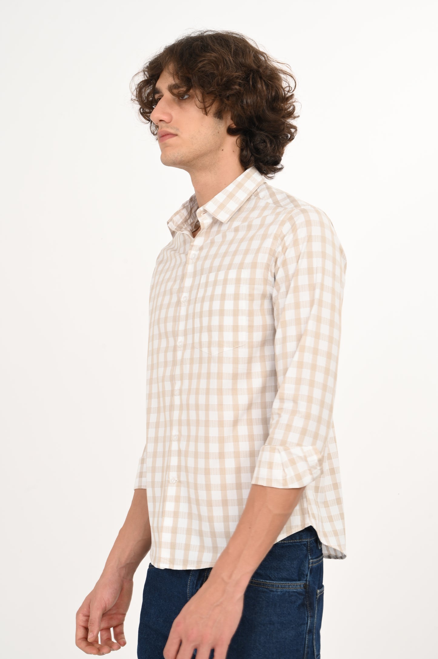 DLAZY SANDSTONE DOBBY CHECKS SHIRT