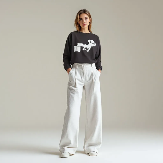 DLAZY BLACK : Loose fit sweatshirt 300gsm with French terry