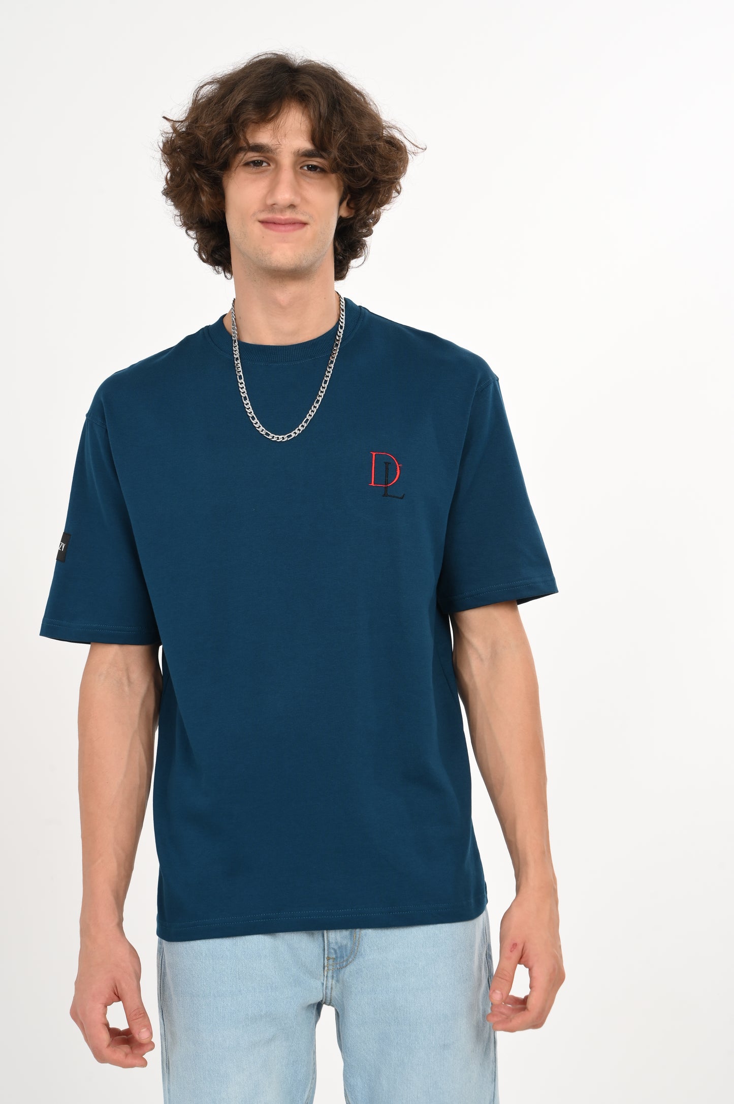DLAZY STAY WEIRD PETROL BLUE OVERSIZED TEE