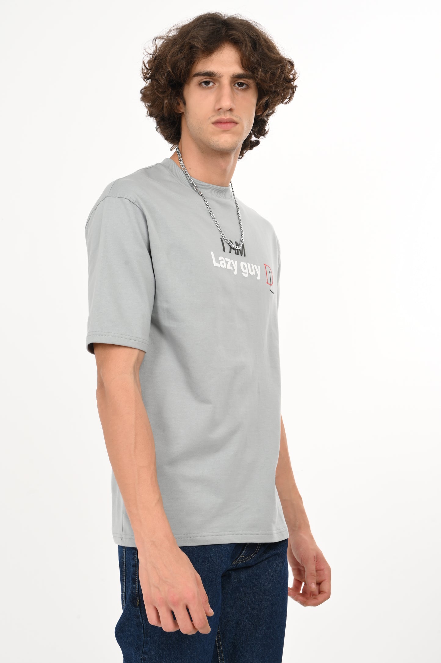 DLAZY JUST LIVING MY BEST LIFE GREY OVERSIZED TEE