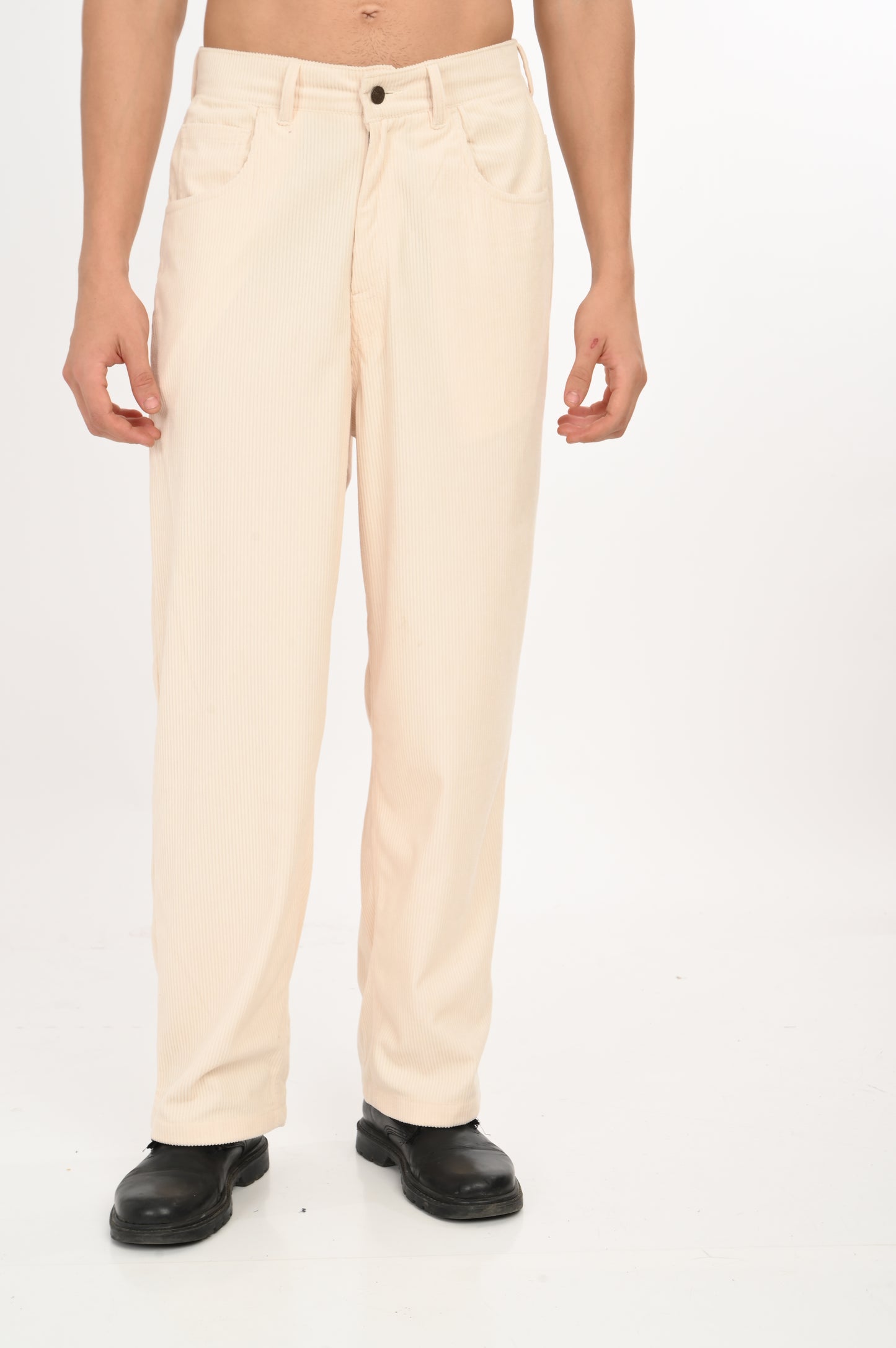 DLAZY HALF WHITE BAGGY CORDUROY PANT