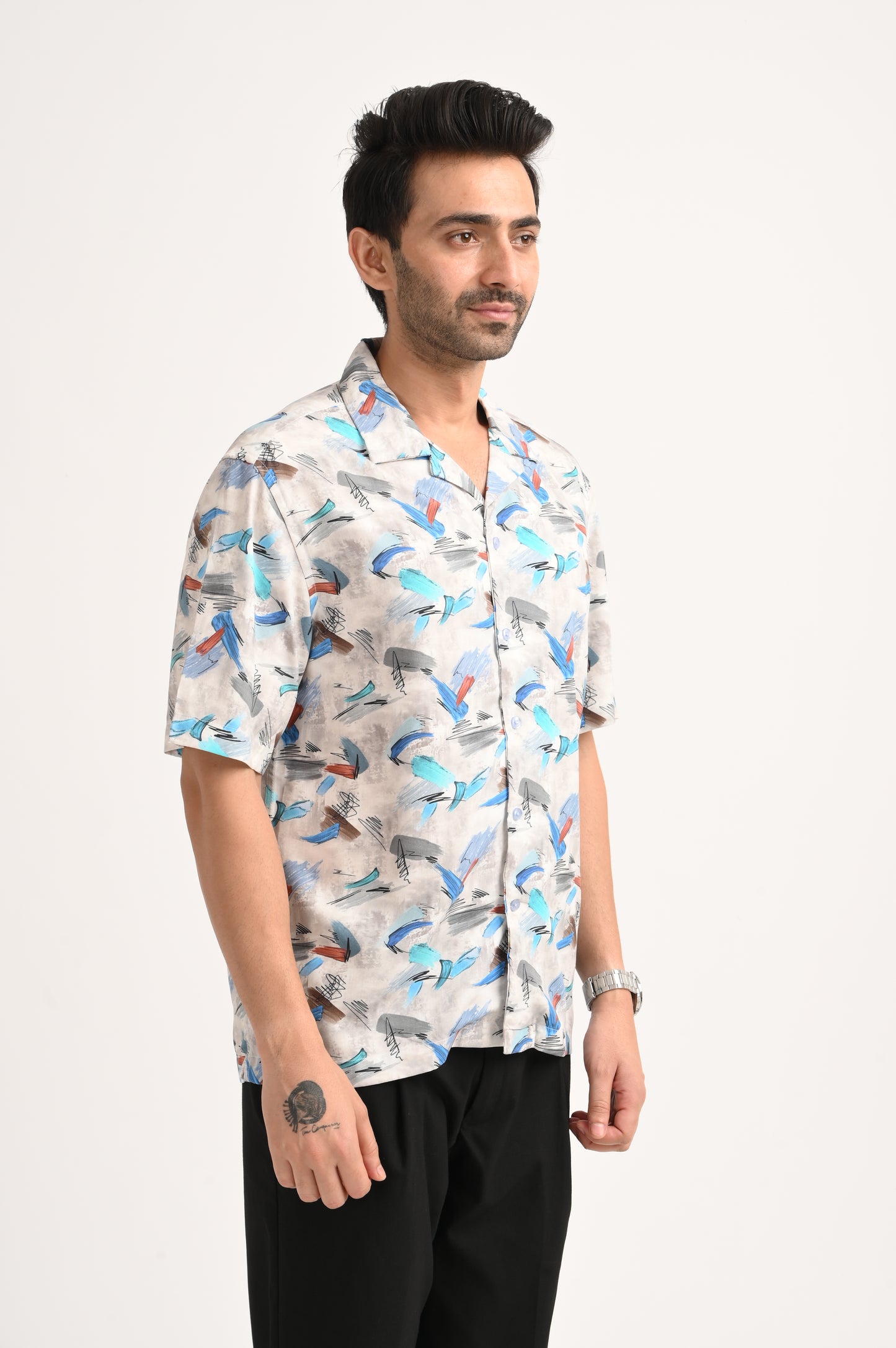 DLAZY BLUE PRINTED HALF SLEEVE SHIRT