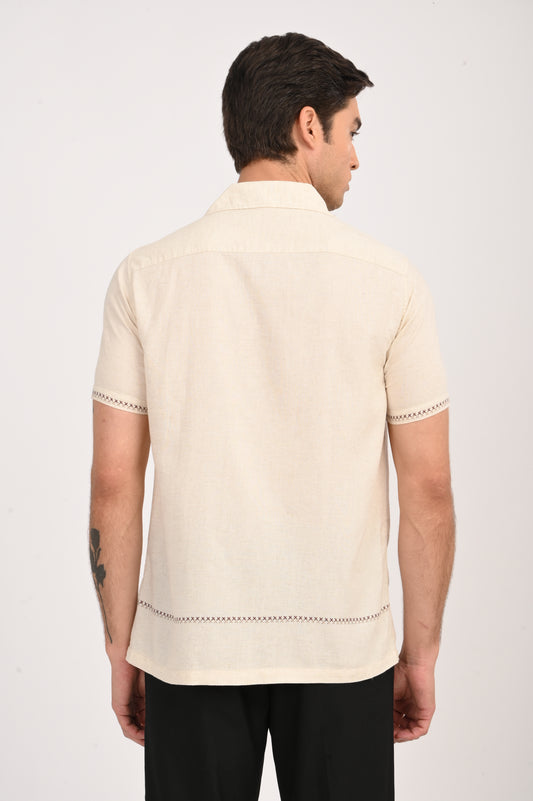 DLAZY ARTISAN DIAMOND DIGITAL PRINTED COTTON LINEN SHIRT