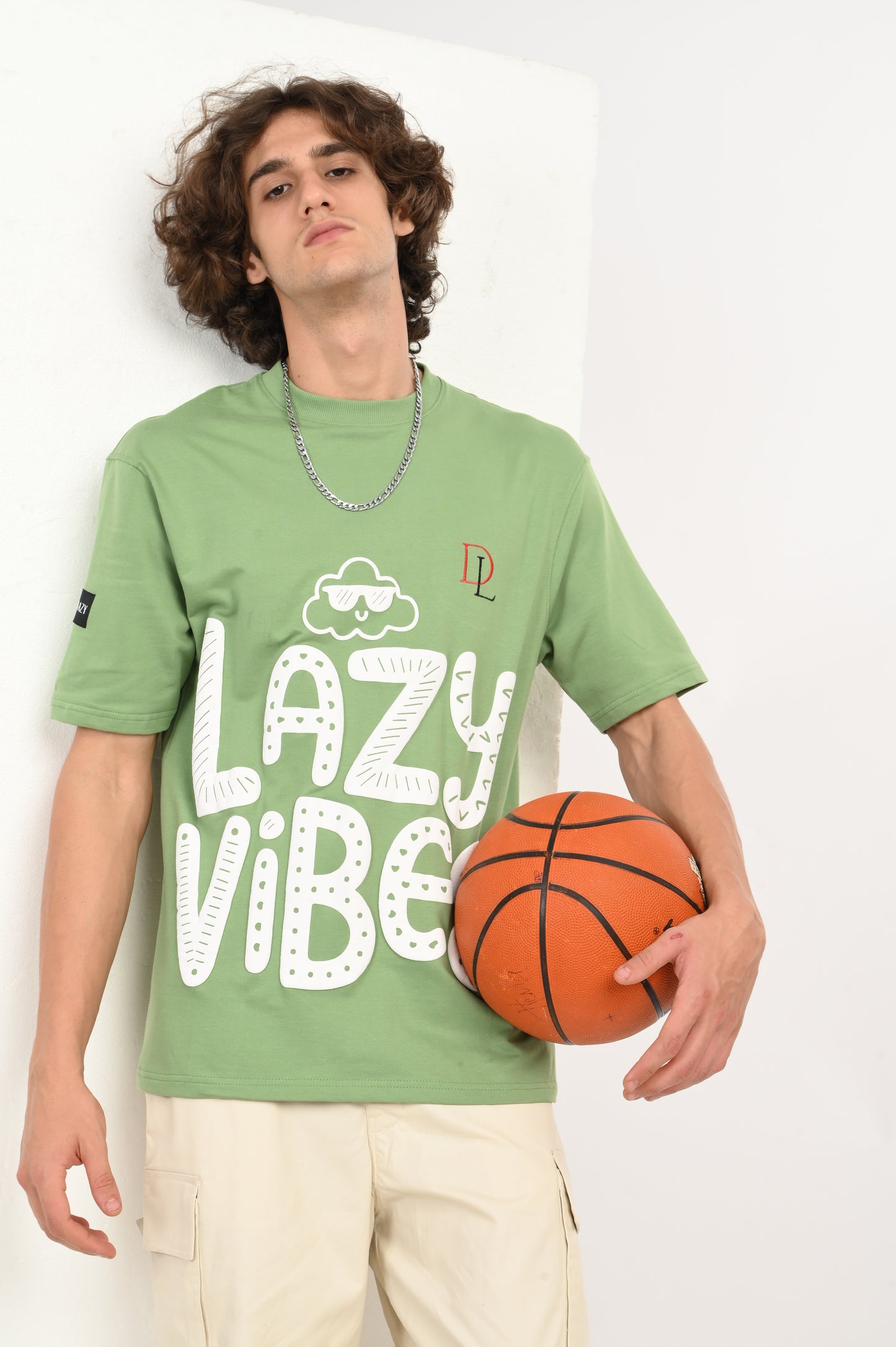 DLAZY LAZY VIBES GREEN OVERSIZED TEE