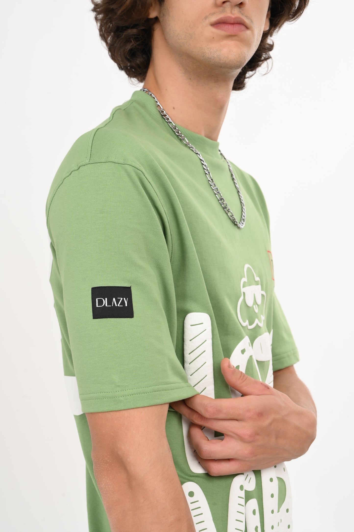 DLAZY LAZY VIBES GREEN OVERSIZED TEE