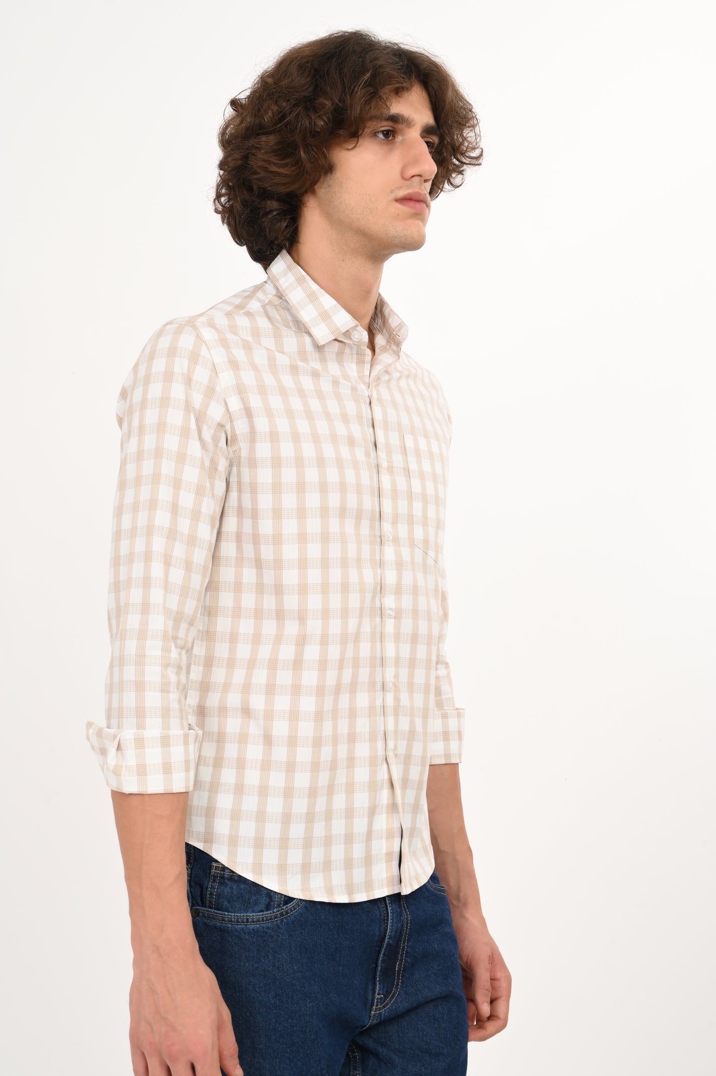 DLAZY SANDSTONE DOBBY CHECKS SHIRT