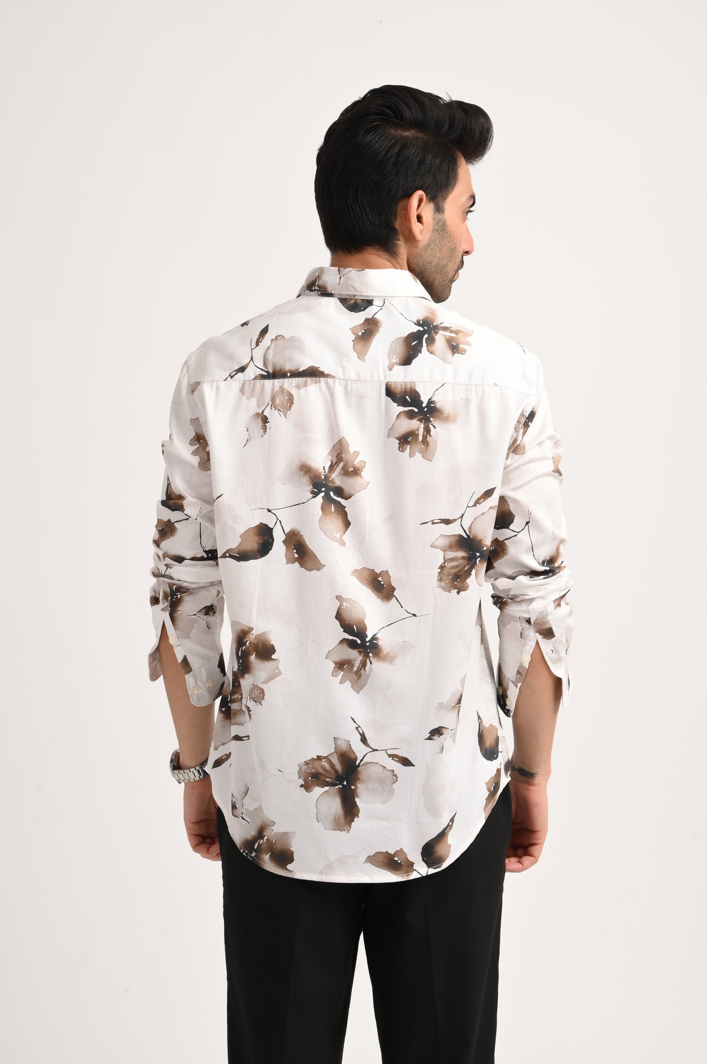 DLAZY MOCHA MIST PRINTED SATIN SHIRT