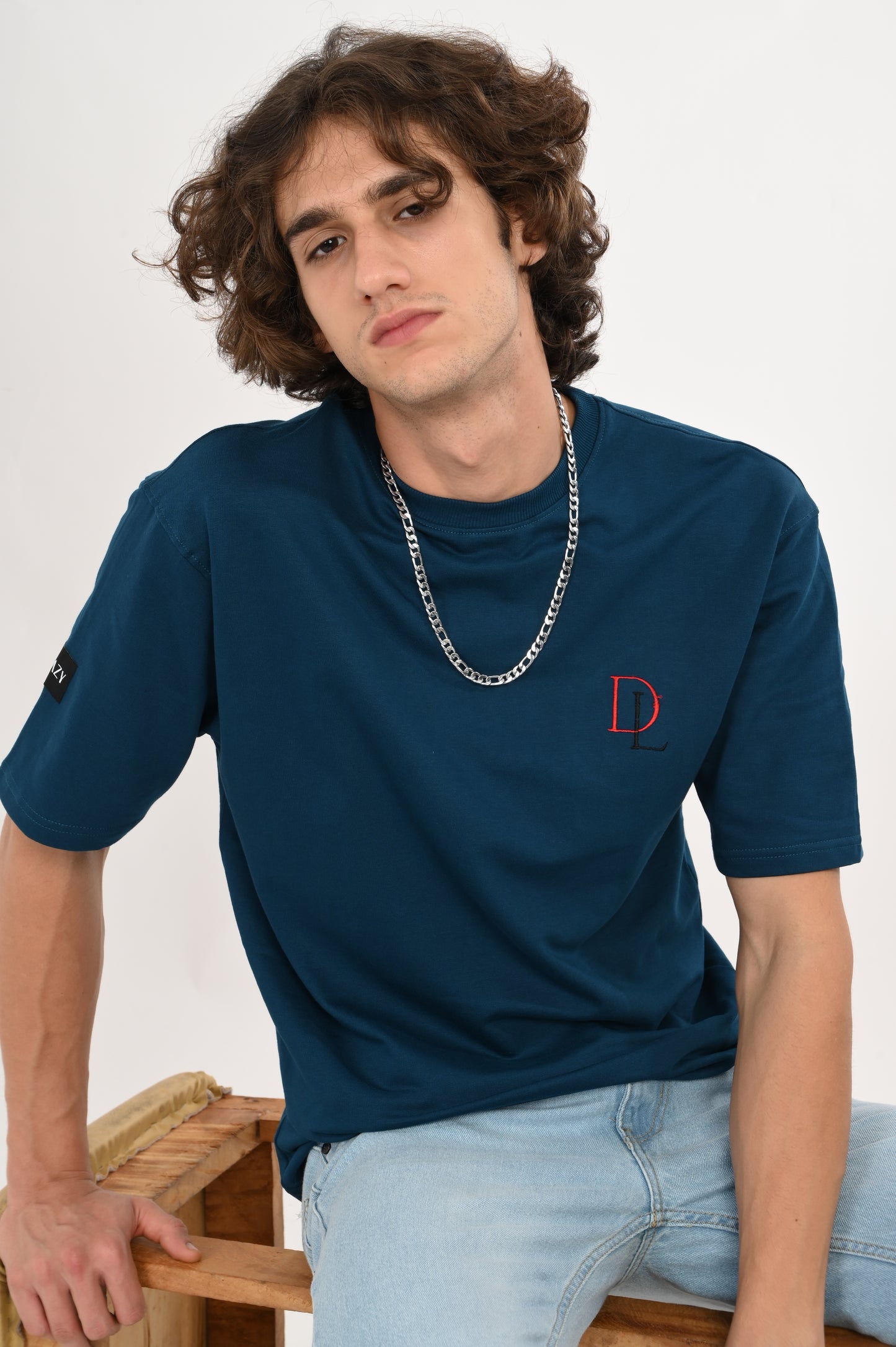 DLAZY STAY WEIRD PETROL BLUE OVERSIZED TEE
