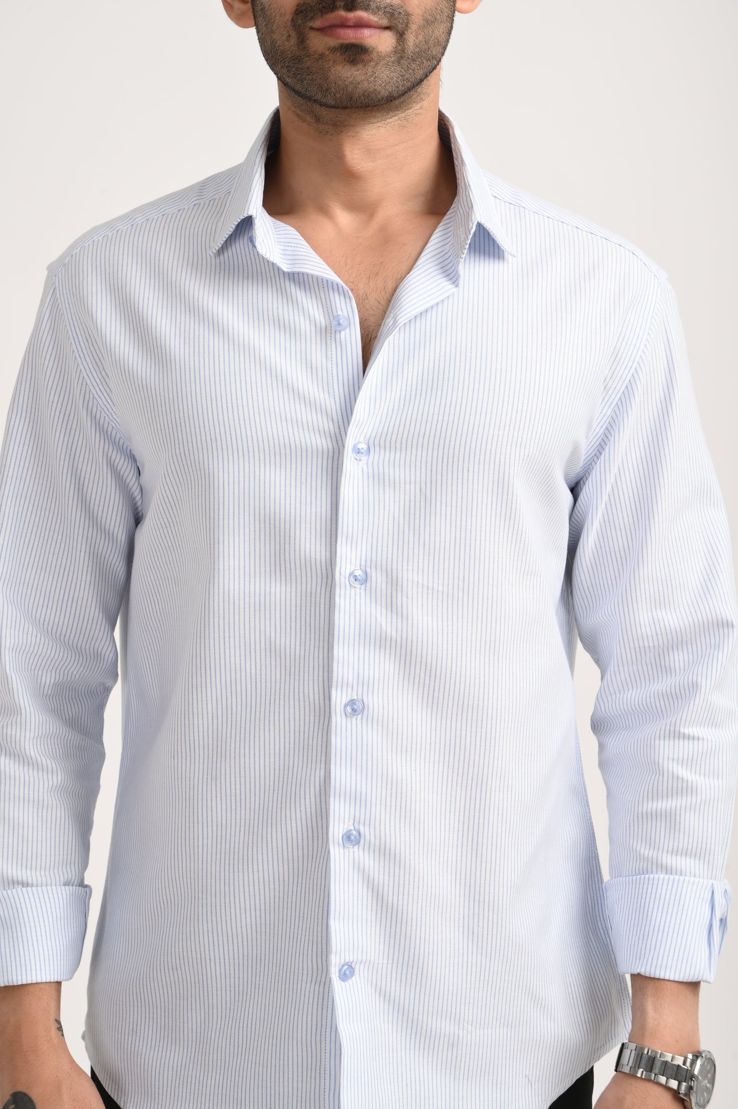 DLAZY MEN BLUE STRIPES REGULARLY FIT SHIRT