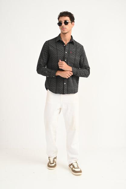 Dlazy Charcoal Wave Textured Shirt..