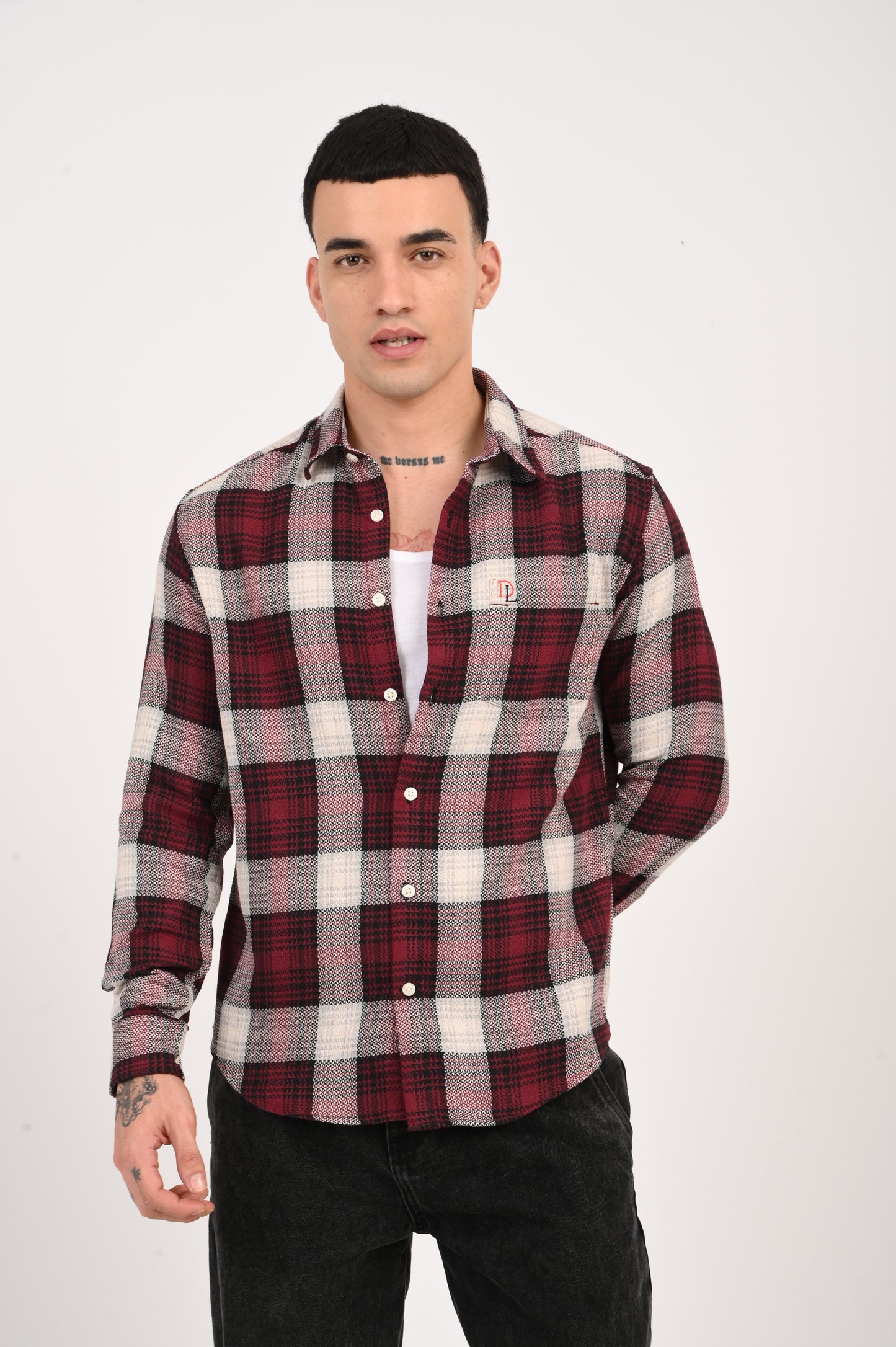 Dlazy men Wine Plaid shirt…
