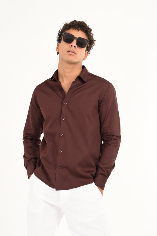 DLAZY BROWN PLAIN  SATIN SHIRT…