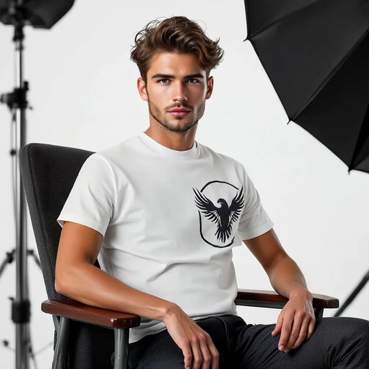 DLAZY HALF WHITE EAGLE : REGULAR FIT 210 GSM PREMIUM COTTON T-SHIRT