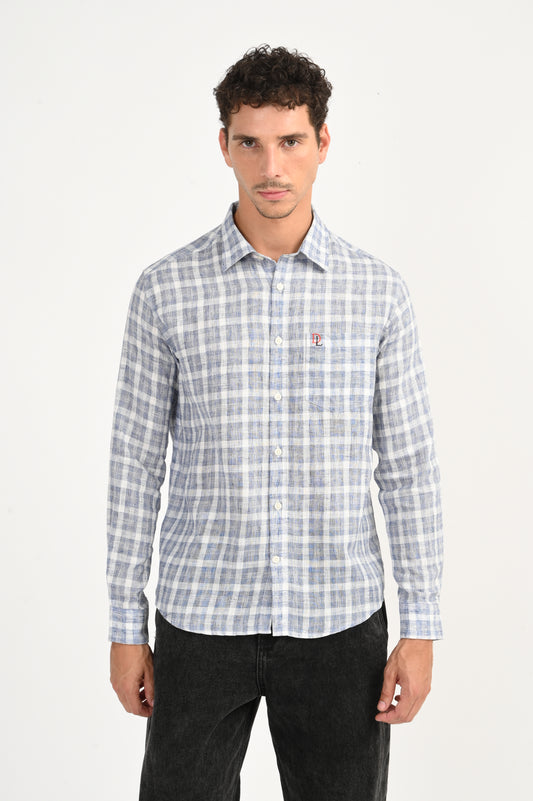 Dlazy Classic Blue & White Check  Shirt .