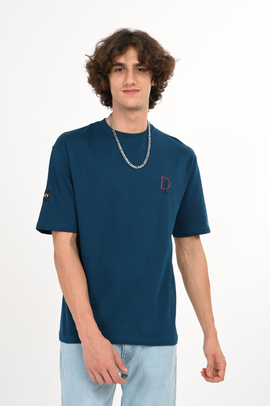DLAZY STAY WEIRD PETROL BLUE OVERSIZED TEE