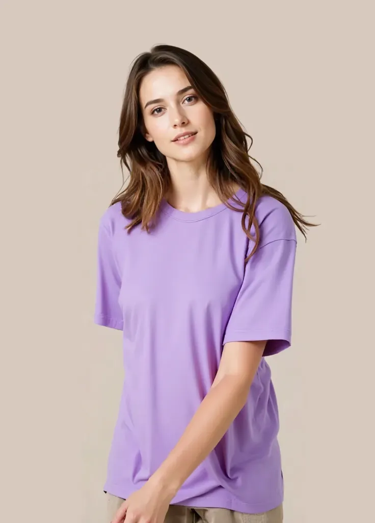 LAVENDER: Oversized 240gsm premium cotton plain T-shirt