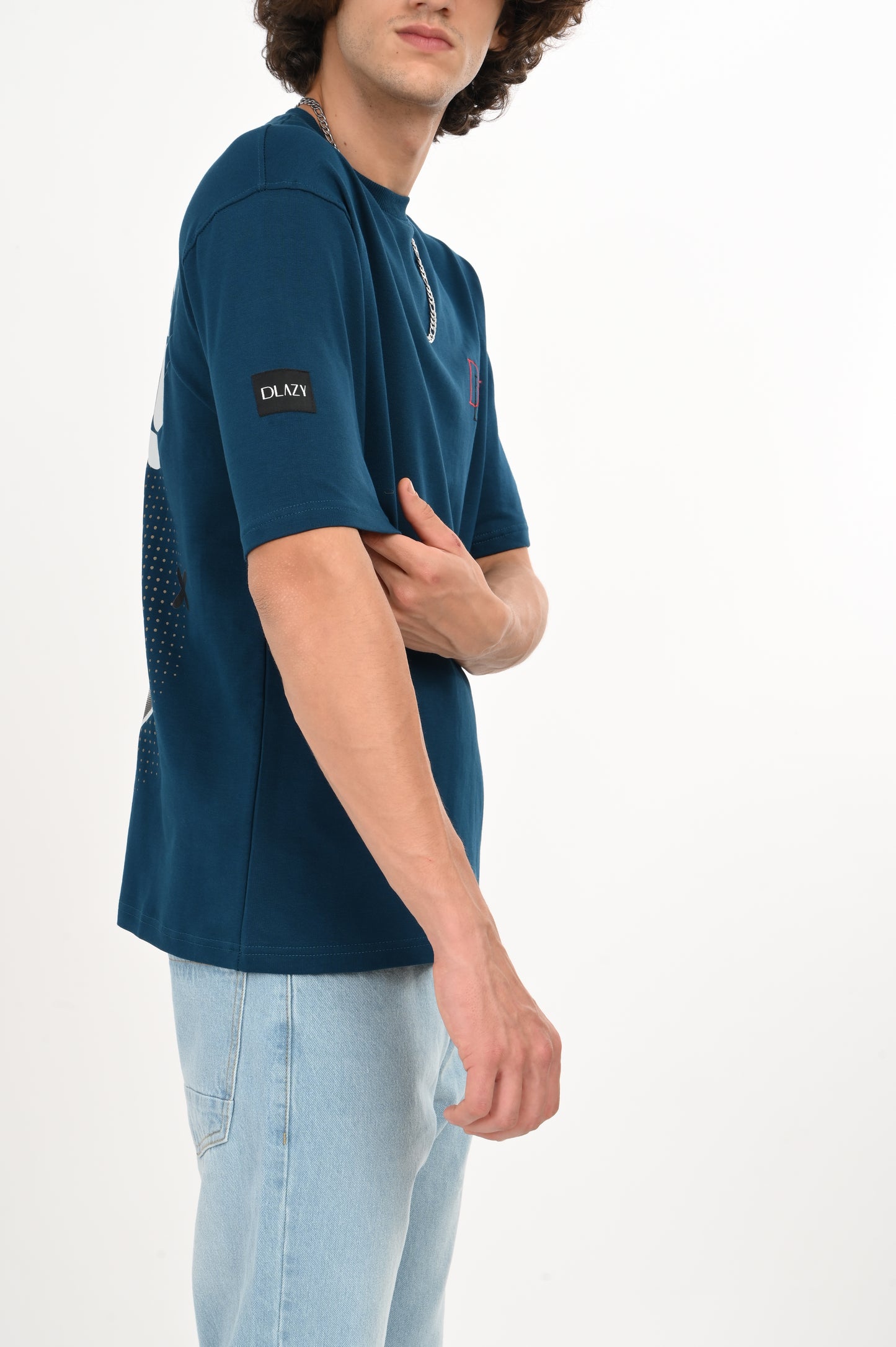 DLAZY STAY WEIRD PETROL BLUE OVERSIZED TEE