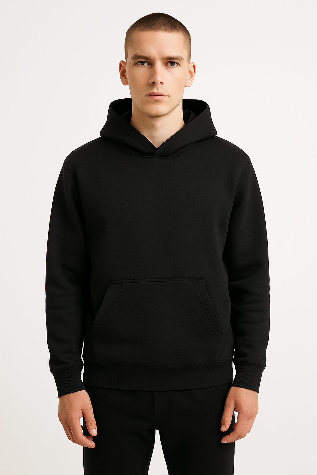 DLAZY BLACK PLAIN 330 GSM HODDIE