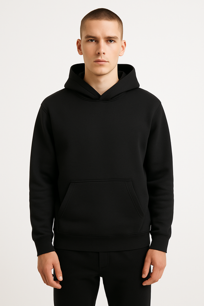DLAZY BLACK PLAIN 330 GSM HODDIE