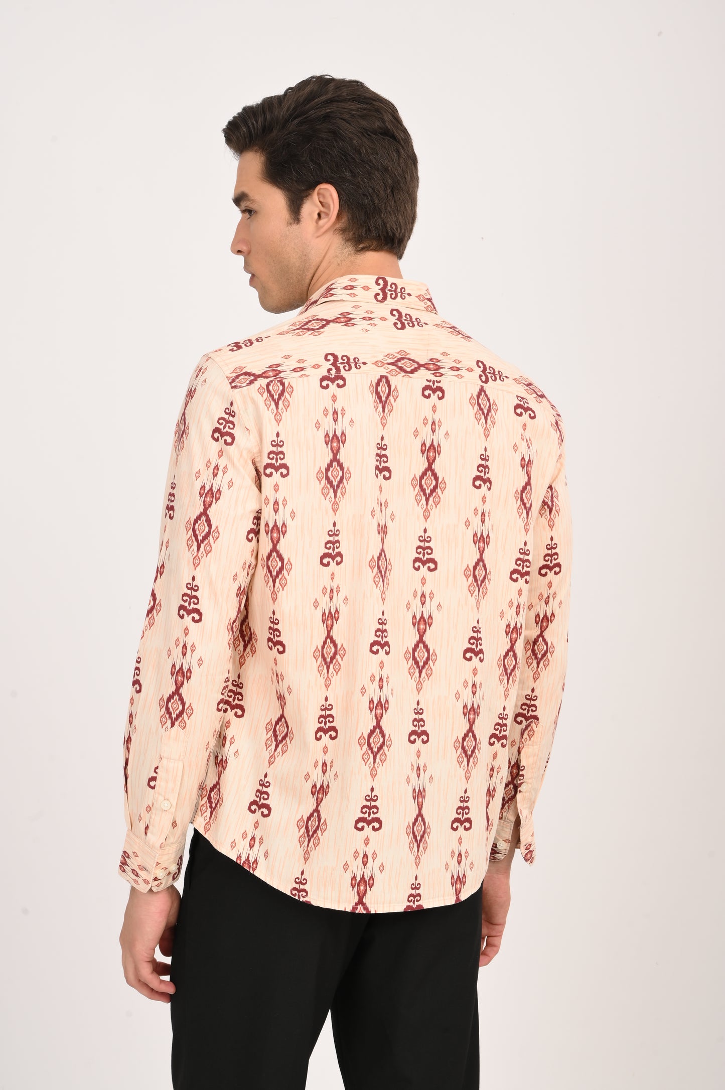 DLAZY TRADITIONAL RUSTIC IKAT BEIGE SHIRT..