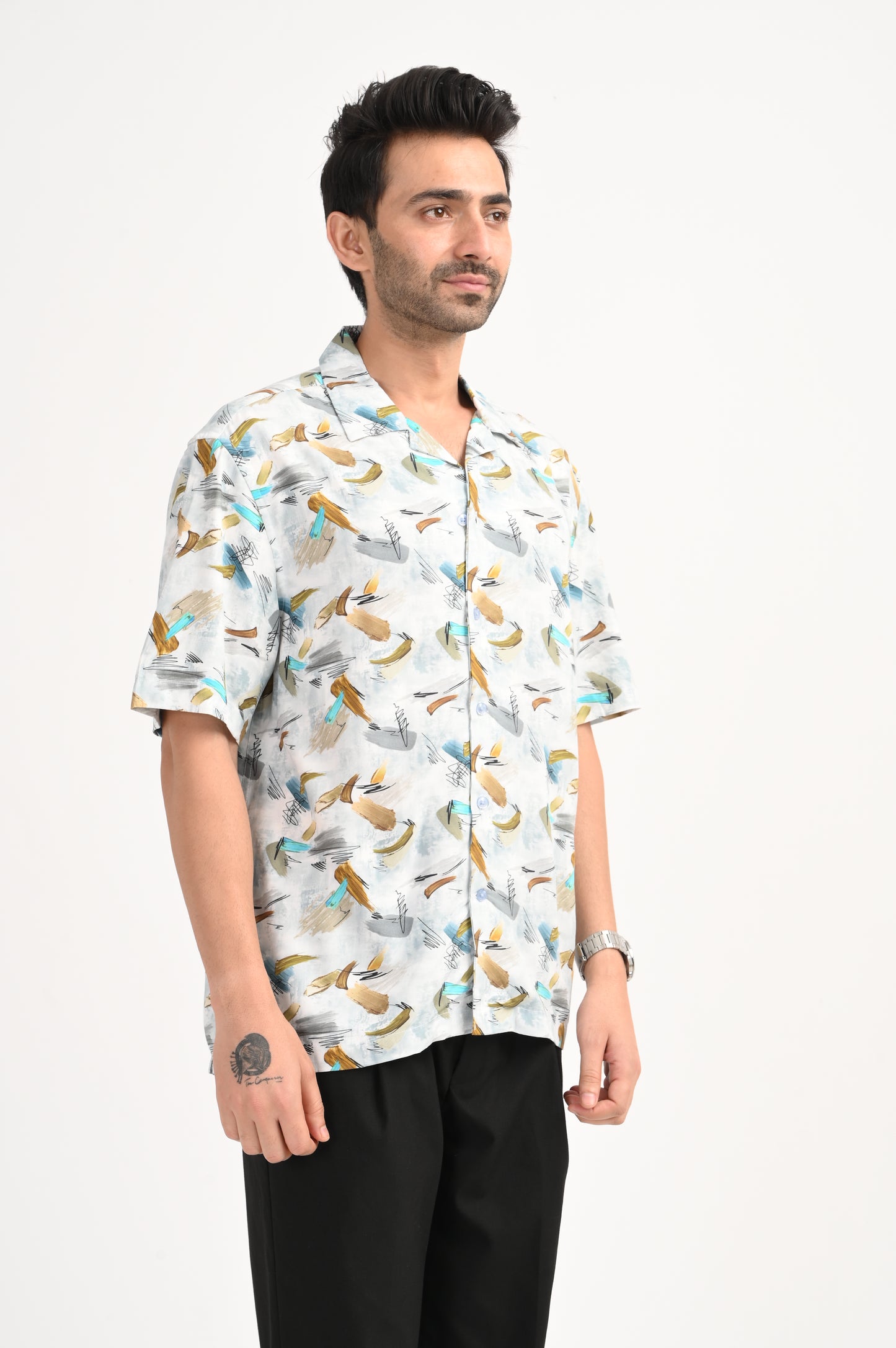DLAZY GREEN HALF SLEEVE PRINTED SHIRT