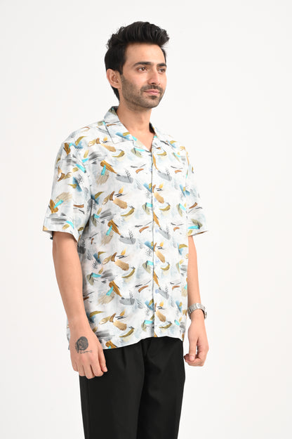 DLAZY GREEN HALF SLEEVE PRINTED SHIRT