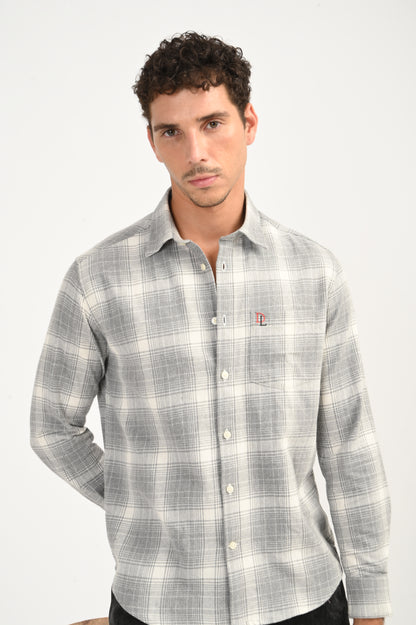 Dlazy Slate Grey Checked Casual Shirt.