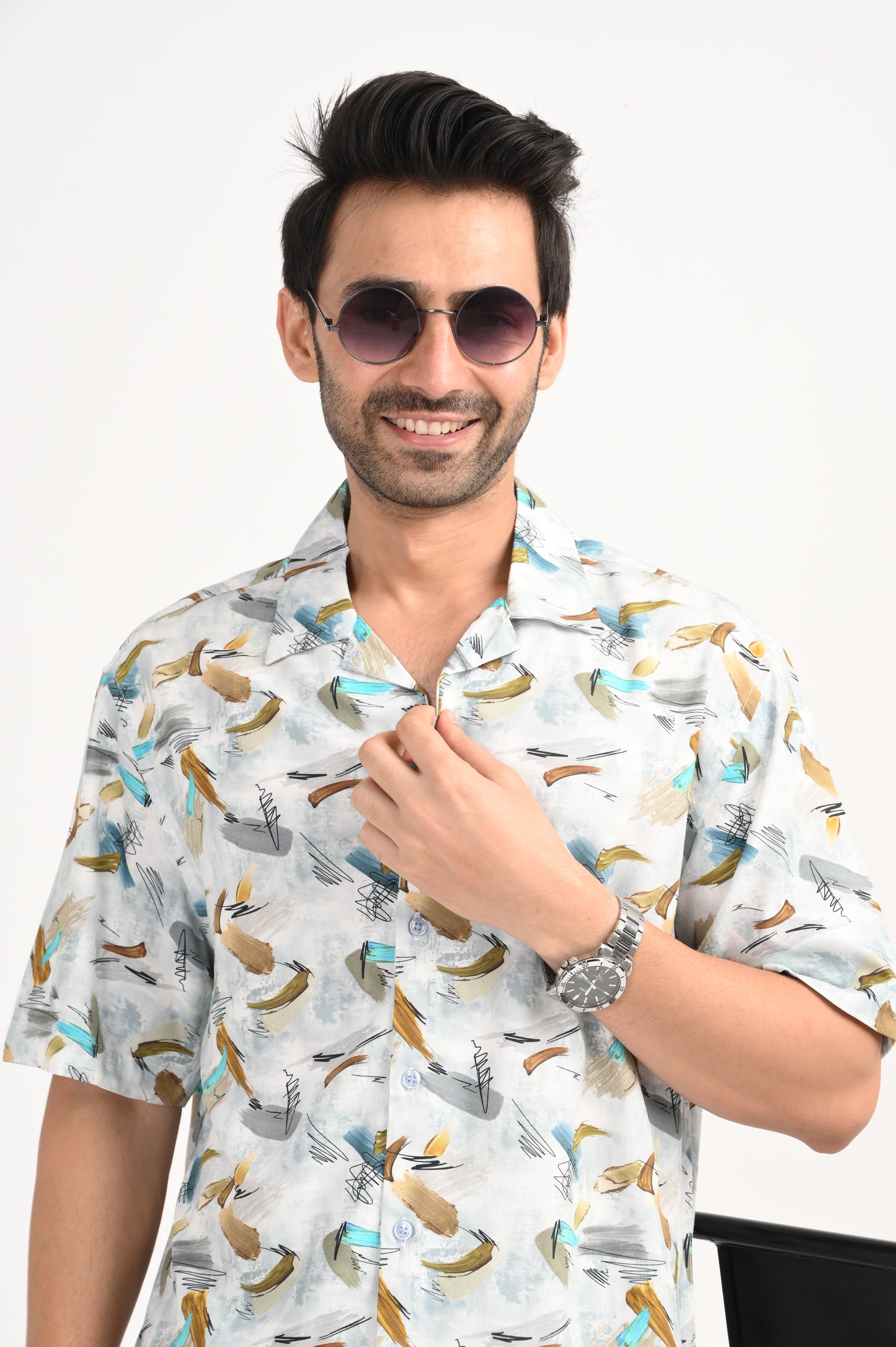 DLAZY GREEN HALF SLEEVE PRINTED SHIRT