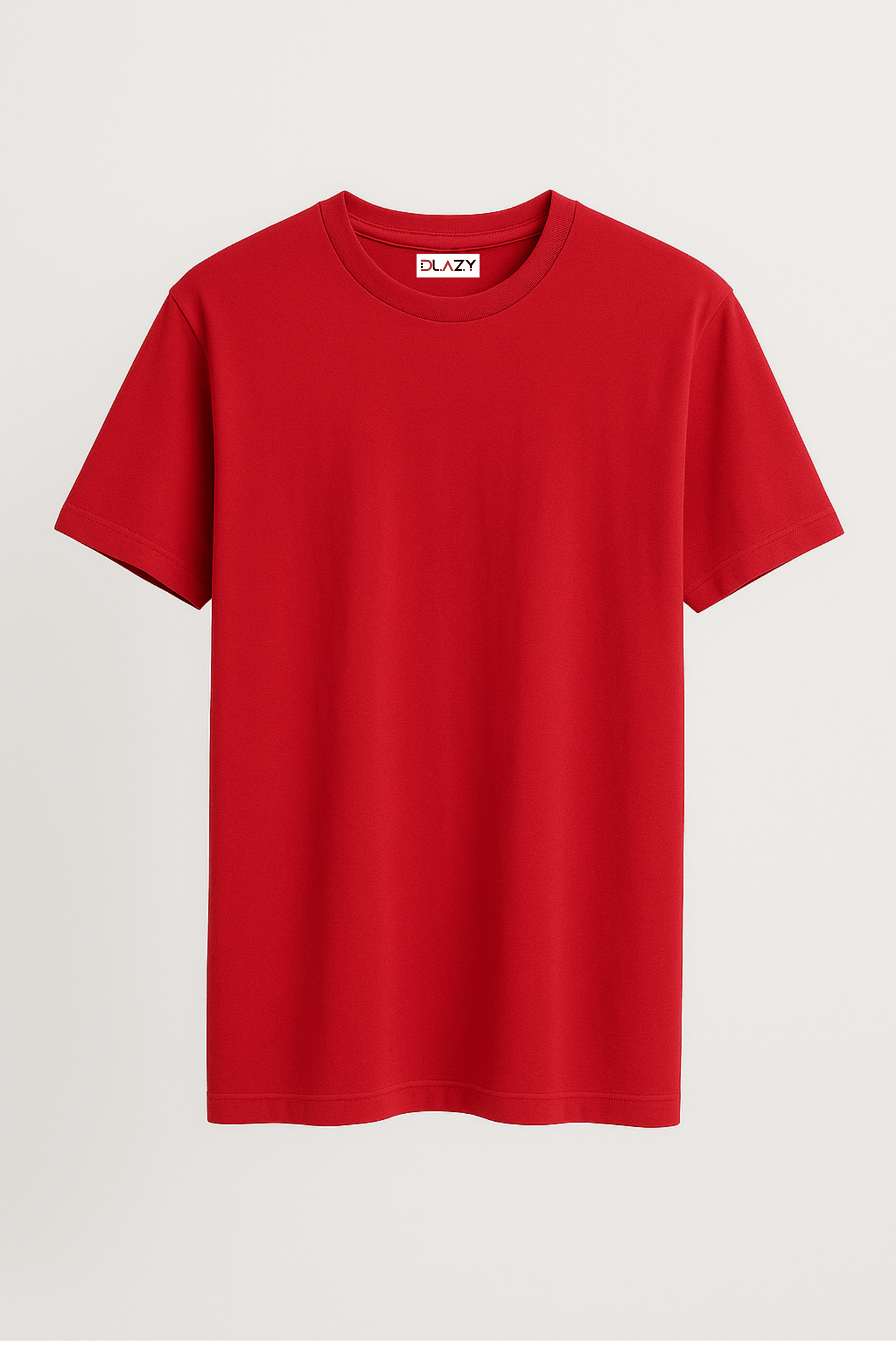DLAZY BRIGHT RED : Regular fit 210 gsm premium cotton plain T-shirt