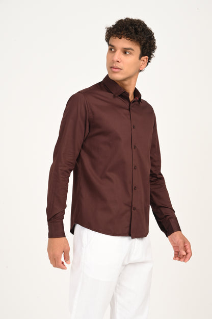 DLAZY BROWN PLAIN  SATIN SHIRT…