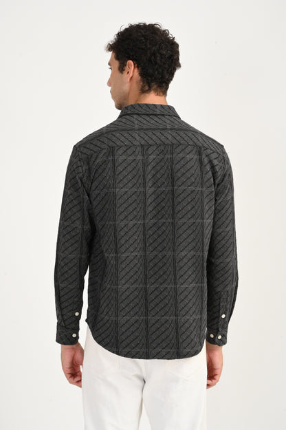 Dlazy Charcoal Wave Textured Shirt..