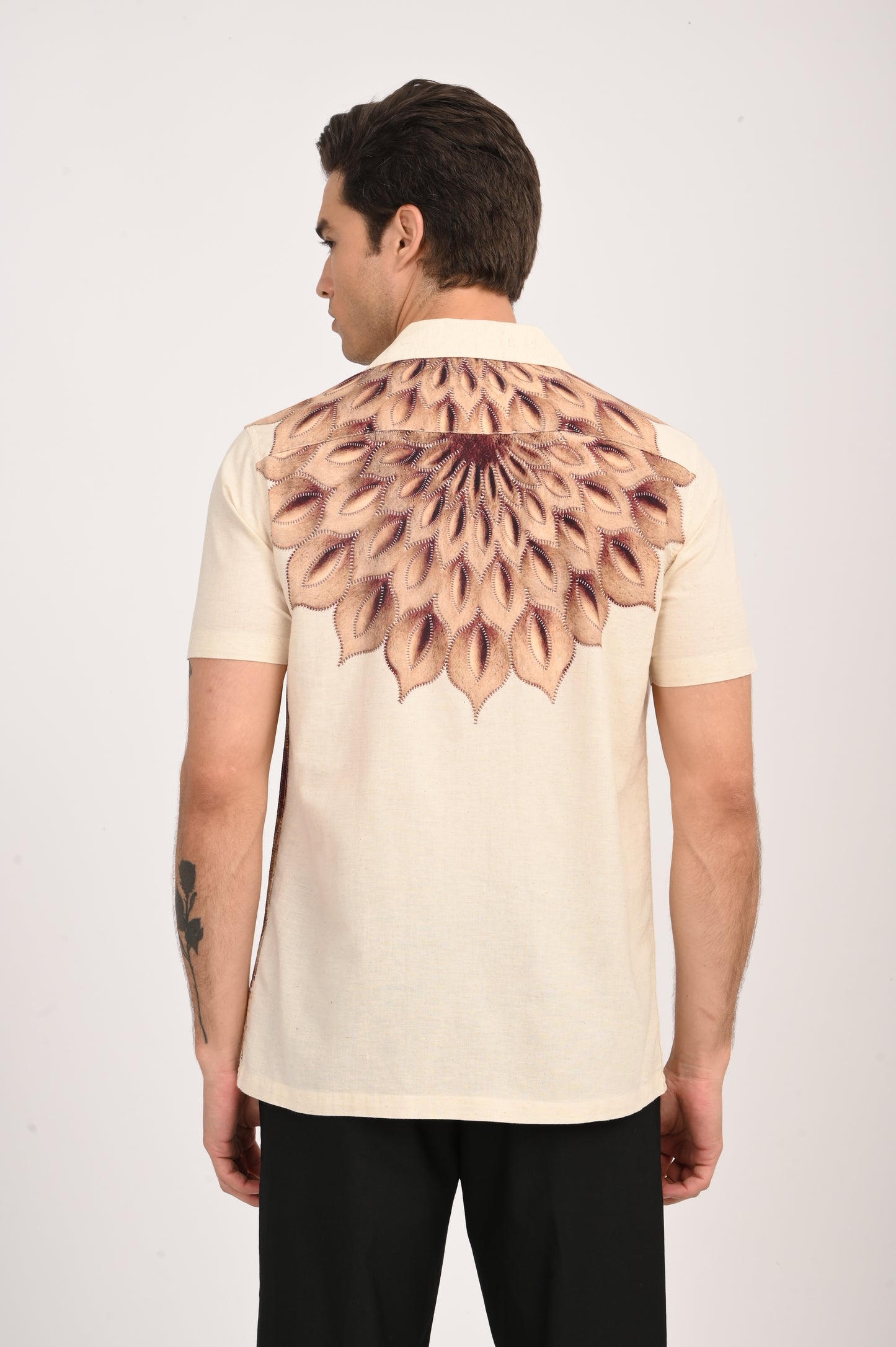 DLAZY SUNBURST PETAL DIGITAL PRINTED COTTON LINEN SHIRT