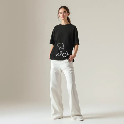 DLAZY BLACK DOG: Oversized 240 GSM Premium Cotton T-Shirt