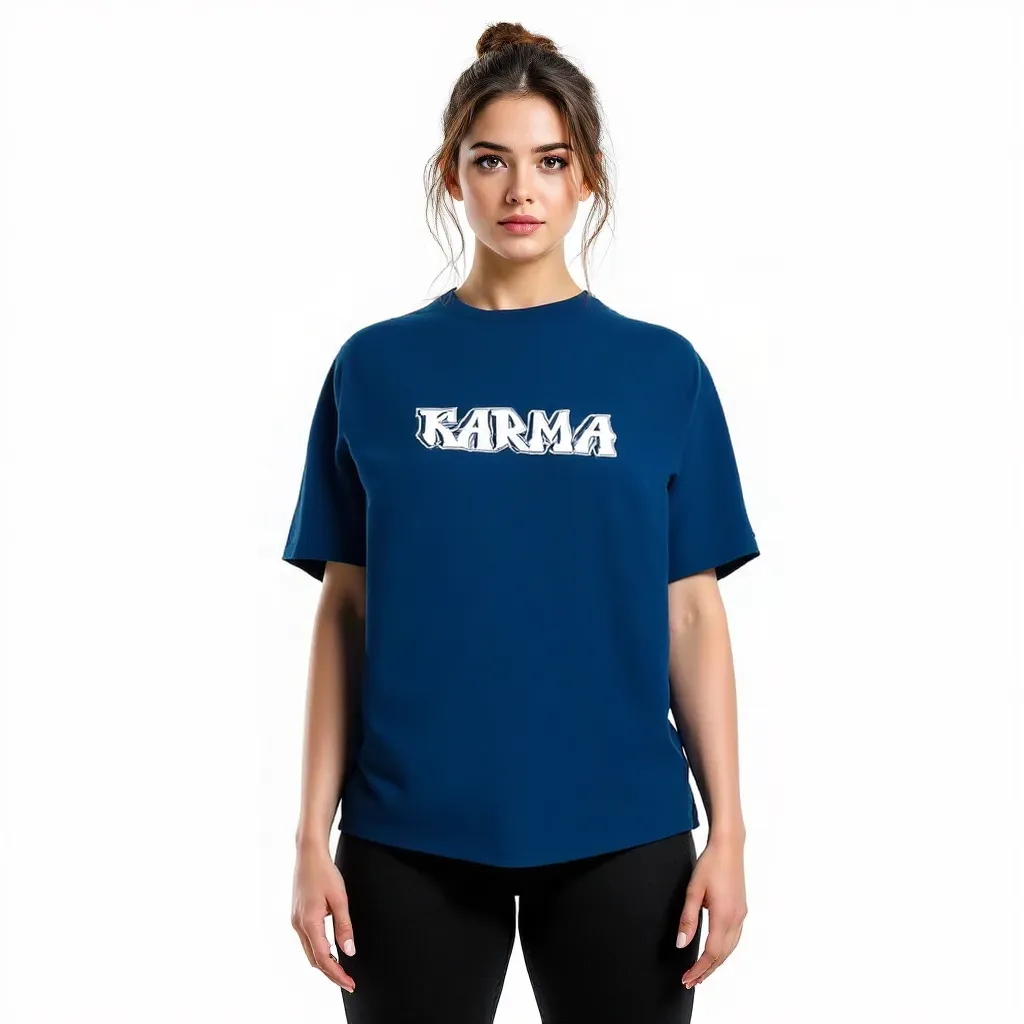 DLAZY NAVY BLUE KARMA: OVERSIZED 240GSM PREMIUM COTTON T-SHIRT
