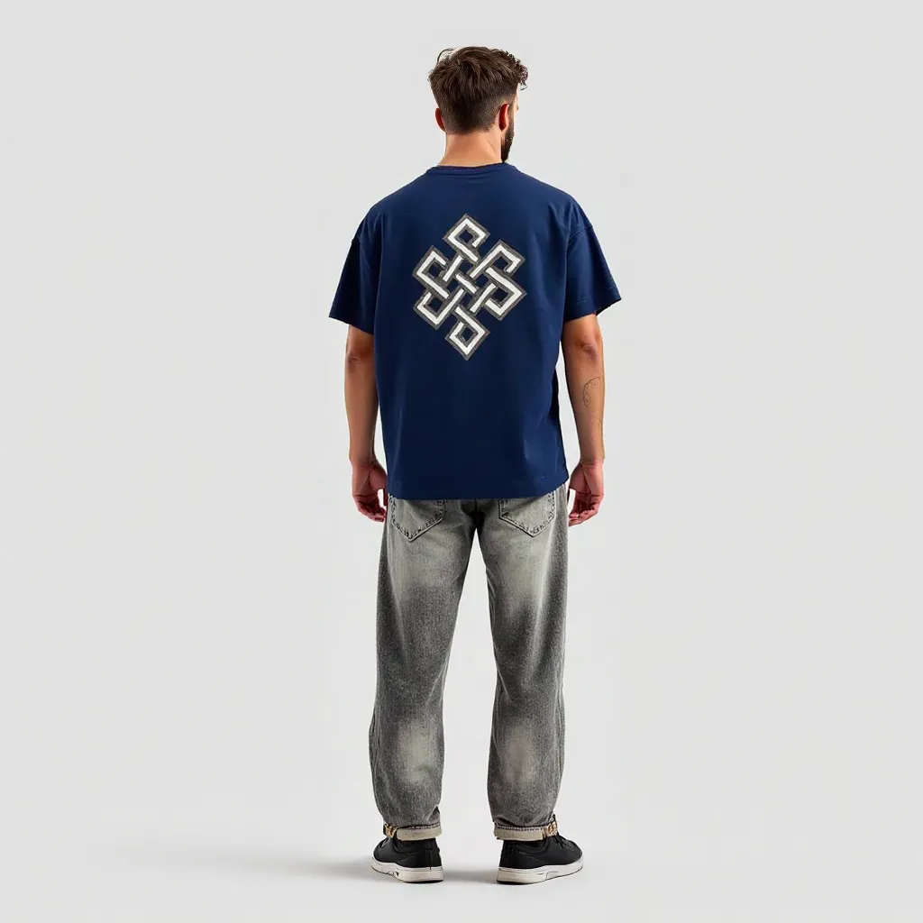 DLAZY NAVY BLUE KARMA: OVERSIZED 240GSM PREMIUM COTTON T-SHIRT