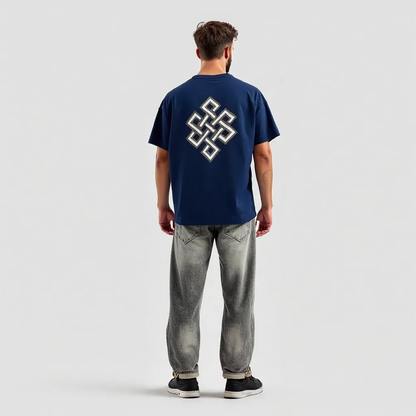 DLAZY NAVY BLUE KARMA: OVERSIZED 240GSM PREMIUM COTTON T-SHIRT