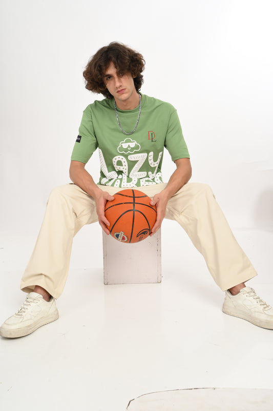 DLAZY LAZY VIBES GREEN OVERSIZED TEE