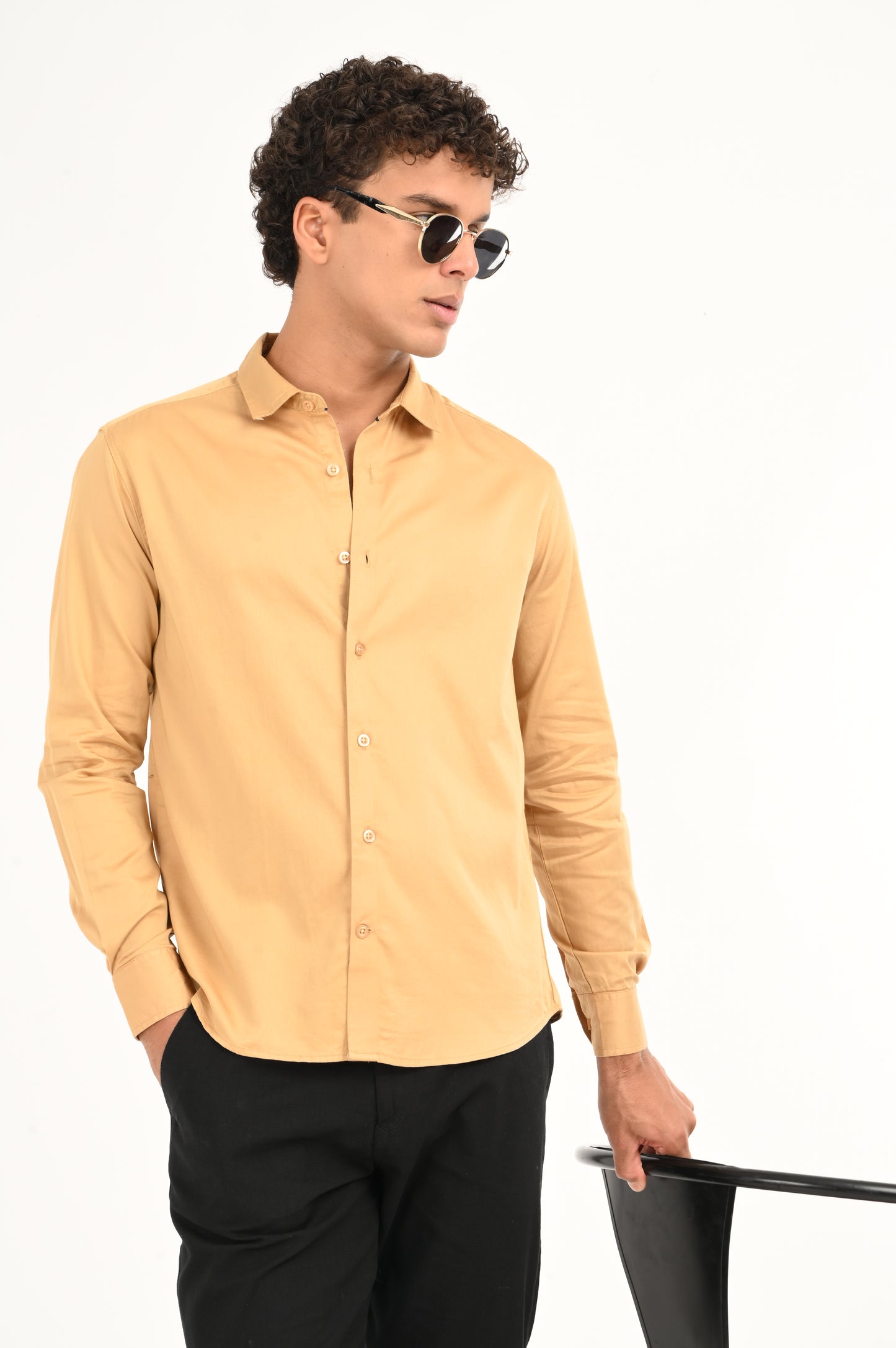 DLAZY AMBER GLOW( mustard yellow) PLAIN  SATIN SHIRT…