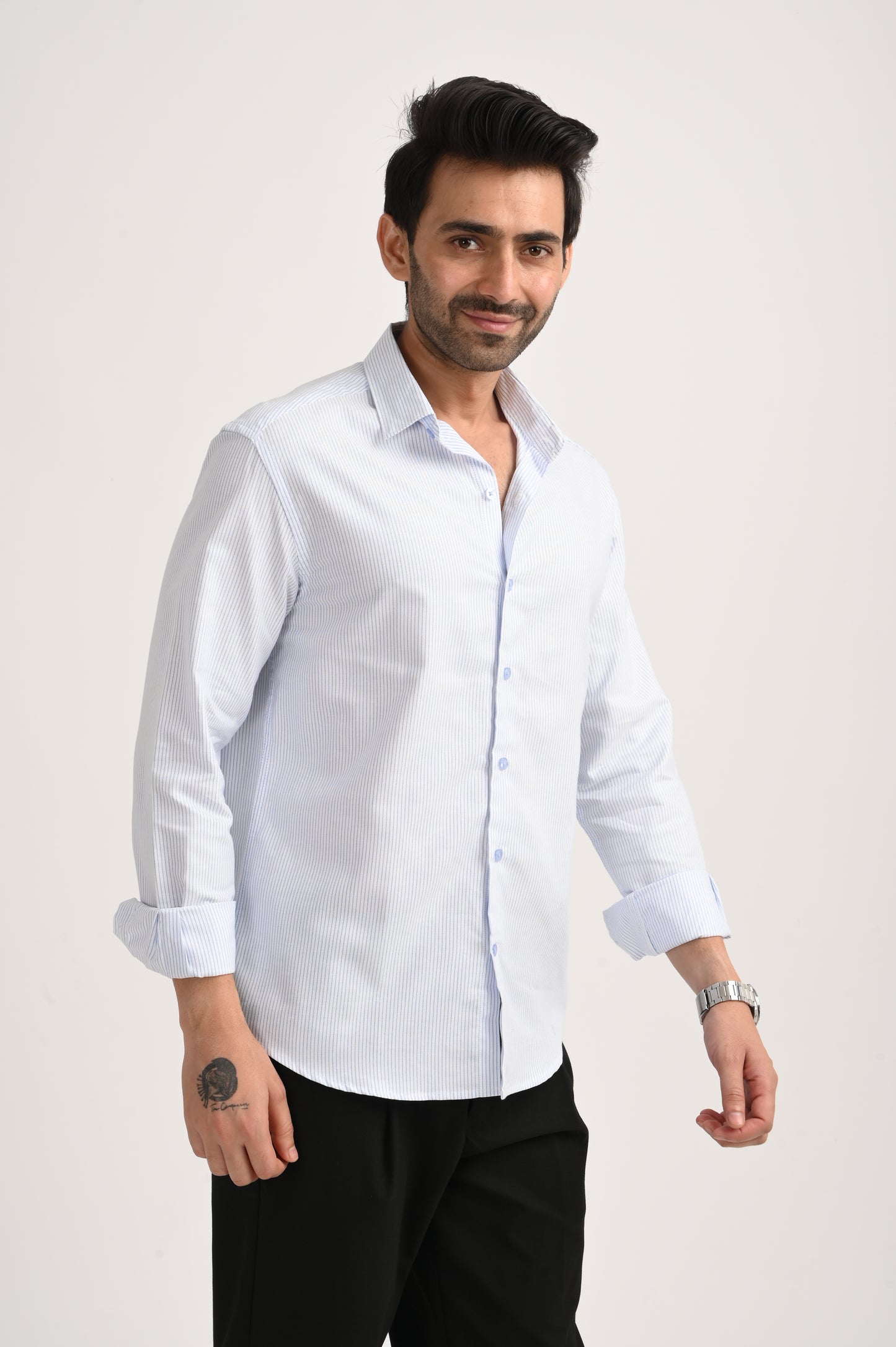 DLAZY MEN BLUE STRIPES REGULARLY FIT SHIRT