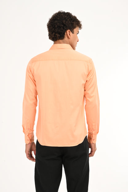 DLAZY PEACH ORANGE PLAIN  SATIN SHIRT…