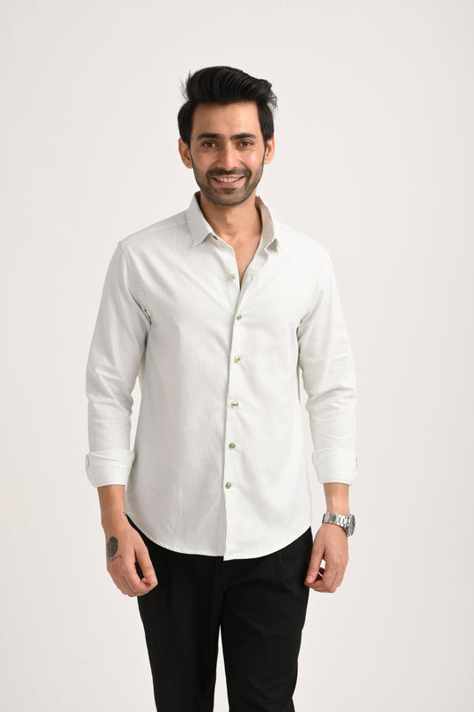 DLAZY MEN GREEN STRIPES REGULARLY FIT SHIRT