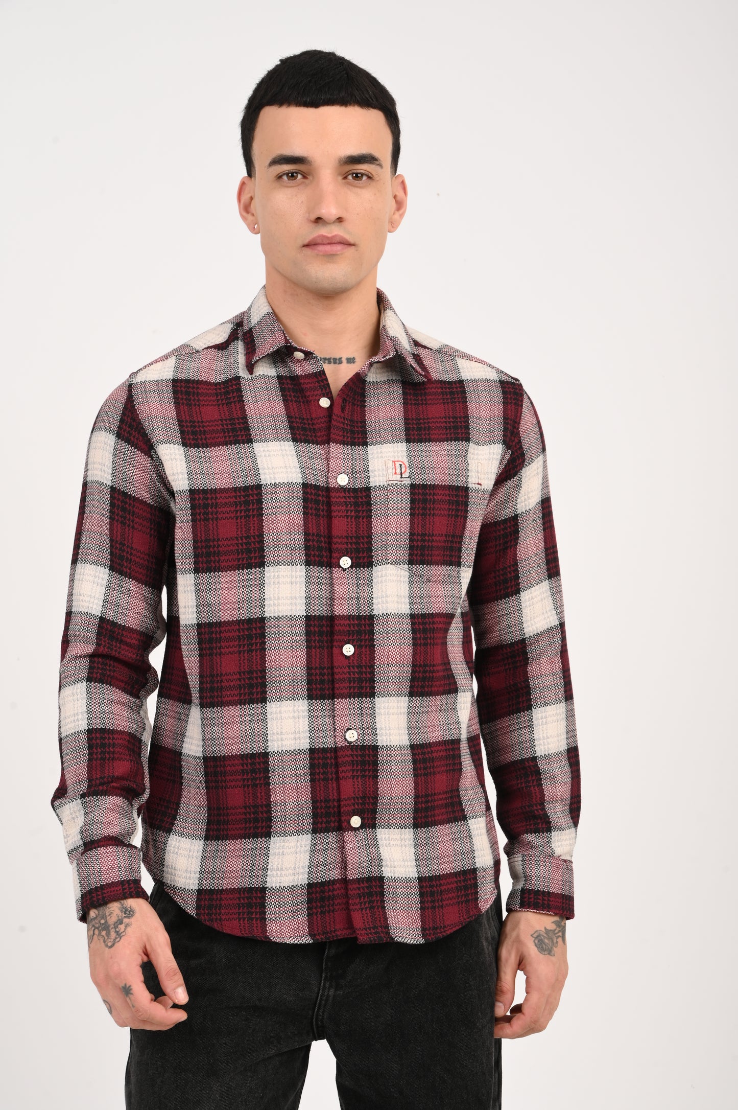 Dlazy men Wine Plaid shirt…