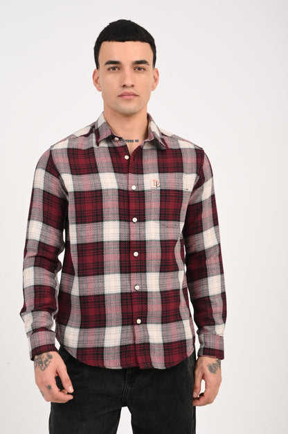 Dlazy men Wine Plaid shirt…