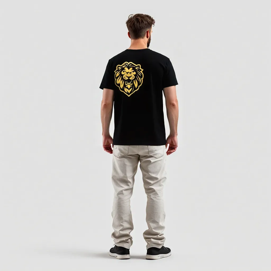 DLAZY BLACK LION: Regular fit 210 GSM Premium Cotton T-Shirt