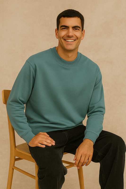 DLAZY OCEAN TEAL PLAIN 300 GSM SWEATSHIRT