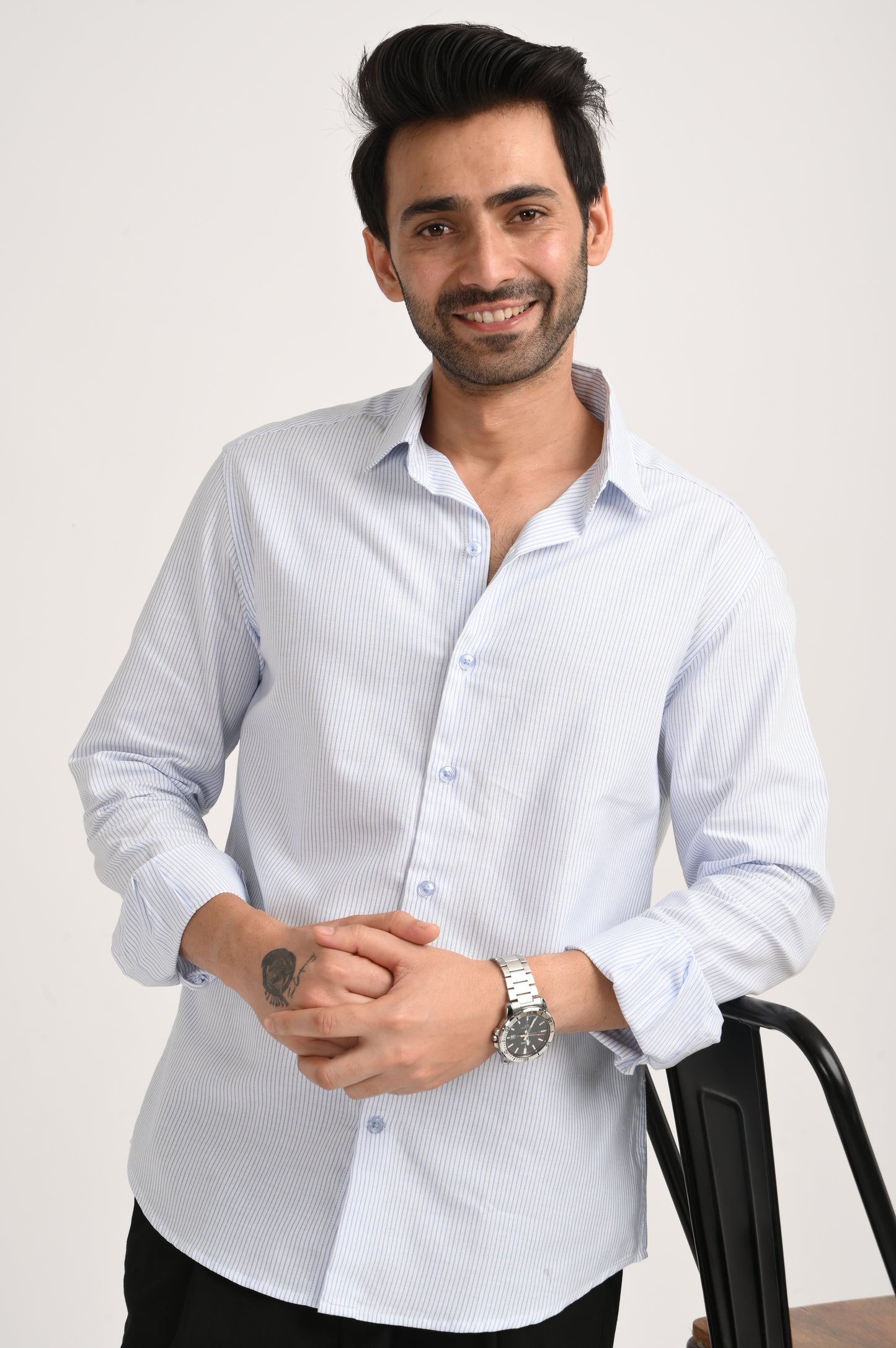 DLAZY MEN BLUE STRIPES REGULARLY FIT SHIRT