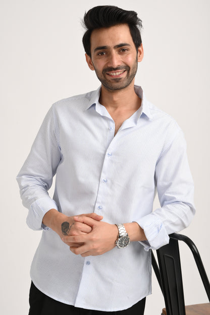 DLAZY MEN BLUE STRIPES REGULARLY FIT SHIRT