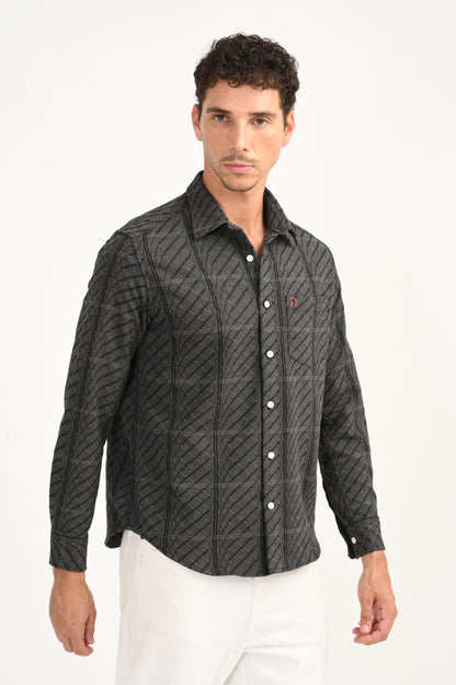 Dlazy Charcoal Wave Textured Shirt..