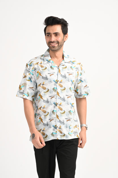 DLAZY GREEN HALF SLEEVE PRINTED SHIRT
